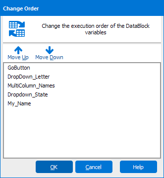 This image shows the Change Order dialog box